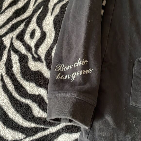 BCBG rhinestone bedazzled jeweled black long sleeve sweater hoodie dress Y2K - Picture 5 of 13